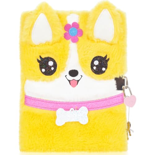 YOYTOO Corgi Dog Diary for Girls with Lock, Plush Corgi Toys Gift for Teen Girls, Kids Corgi Writing Journal Notebook, Birthday Christmas Gifts for Little Girls Ages 5 6 7 8 9 10-12 Year Old