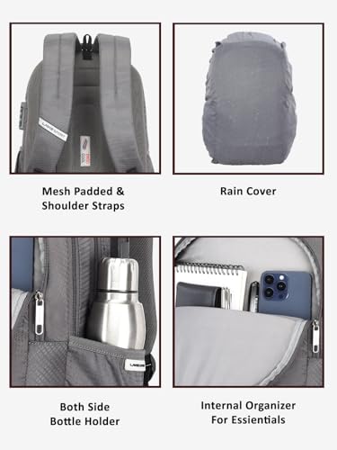 Image of Lavie Sport Maverick 35L Casual Backpack | Fits Upto 15 Inch Laptop Backpack | Laptop Compatiable | Rain cover | For Men & Women