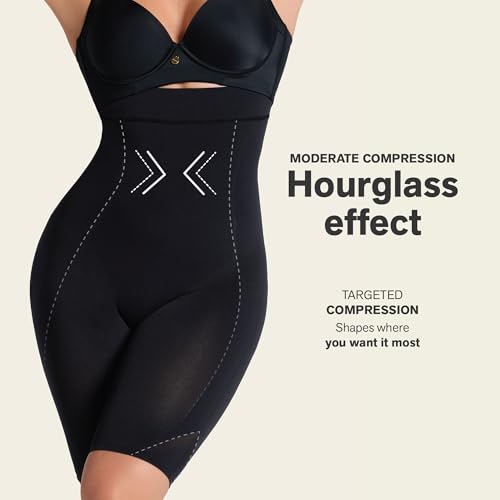 Image of Leonisa SmartShape High Waisted Shapewear Shorts for Women - Tummy Control Shaper Shorts, Invisible Butt Lifter Body Shaper