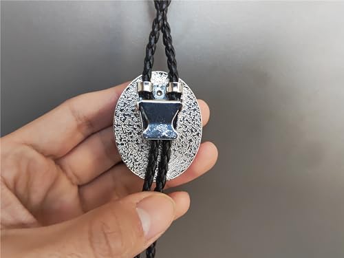 Image of Turquoise Agate Granite BOLO Tie for Men Women Leather Wedding Necklace Western Cowboy Necktie