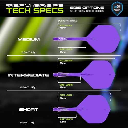 Image of Winmau Fusion No.2 Integrated Flight & Shaft System - Lightweight Replacement Set for Steel & Soft Tip Darts - 90-Degree Wing Design Sizes