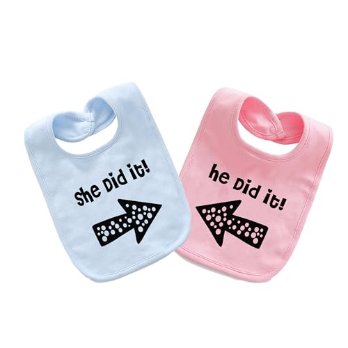 Image of YSCULBUTOL Baby Twins Bibs He/She Did It Newborn Baby Cute Unisex Bibs Infant Twin Outfits