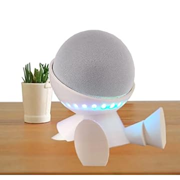 Suporte Para Echo Dot Alexa compativel com a 4 e 5 Geração - Tema Robô Espacial (Branco)