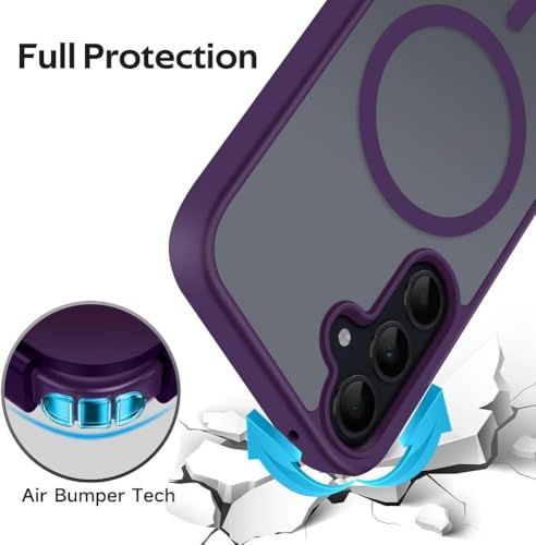Image of Elzzi Magnetic Magsafe Designed for Samsung A55 5G Case Translucent Matte Hard PC + TPU Back Cover [Compatible with MagSafe] Phone Case (Deep Purple)