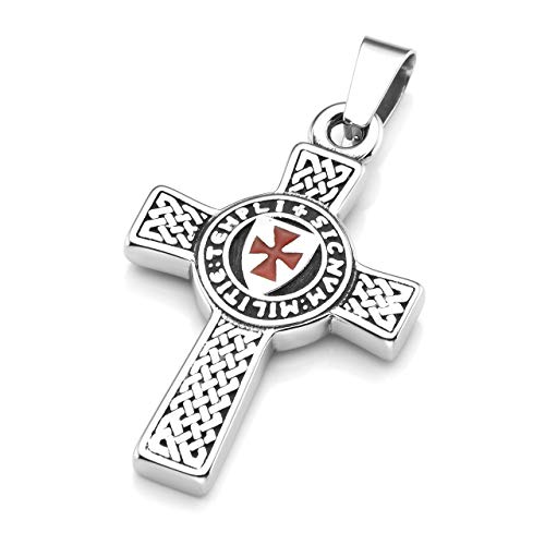 Zysta Stainless Steel Knights Templar Cross Sturdy Women Men's Pendant Necklace with 24 inches Chain Link2