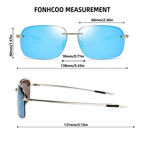 Image of FONHCOO Polarized Sports Sunglasses UV Protection for Men Women Rimless Frame for Cycling Fishing Driving