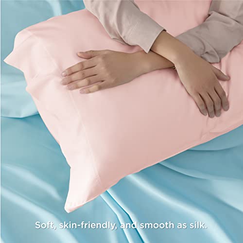 Bedsure King Size Pillow Cases Set of 2, Cooling Pillow Cases King, Rayon Derived from Bamboo Pink Pillowcases, Breathable & Silky Soft Cool Bedding Pillow Covers with Envelope Closure, 20x36 Inches
