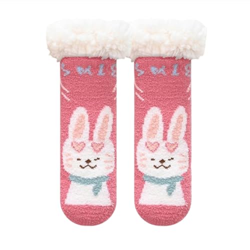 Generisch 2026 Rends Chaussettes Chaussons Bébé Noël Chaussettes Moelleuses pour tout-petits Chaussettes en polaire chaude Pas de chaussettes d'hiver, Rose,...