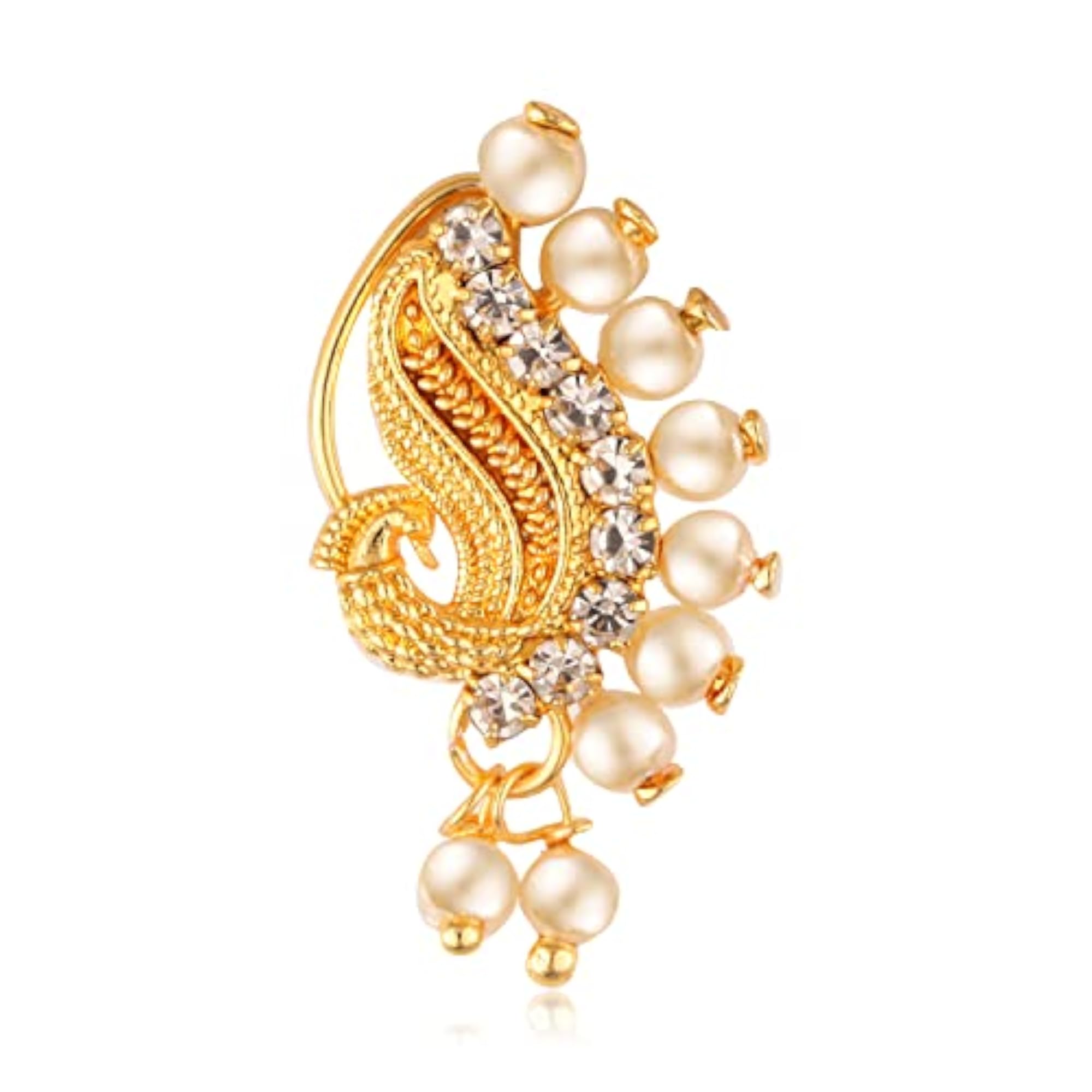 Women's Elegant Peacock Style Designed Nosepin Nath