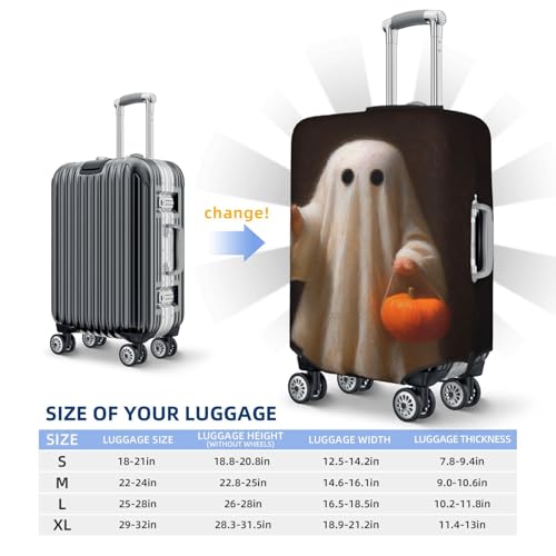 Ghost Carrying Orange Pumpkin Elastic Travel Luggage Covers Dustproof Scratch-Resistant Suitcase Protector Fit 22-24 Inch4