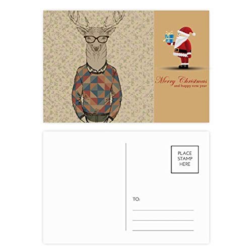 Cartes postales motif cerf et père Noël colorées lot de 20 pour accompagner tous vos cadeaux