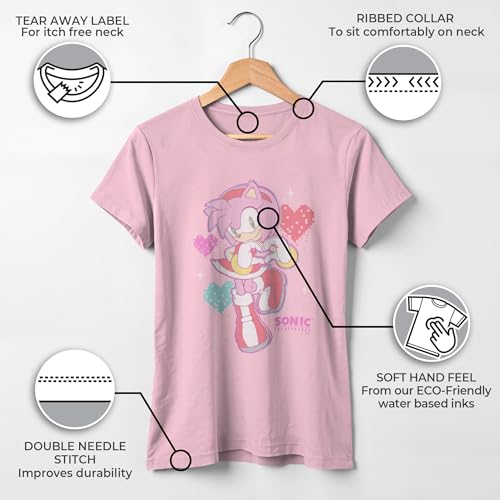 Girl's Sonic the Hedgehog Amy Heart Hands T-Shirt3