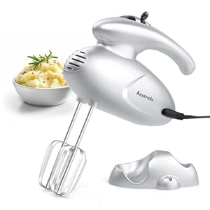 Hand Mixer Electric Handheld with Stand Base for Kitchen Baking Cake, Dough, Powerful Mixing for Mashed Potatoes…