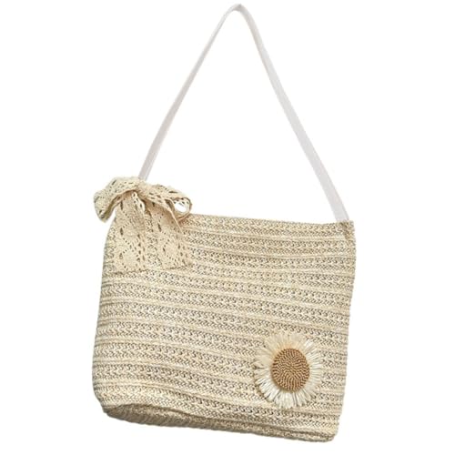 MOBUTOFU Bolso de Playa de Paja Beige Ligero y Versátil para Mujer, Bolso Tote Grande y Práctico Adecuado Playa y Compras Diarias