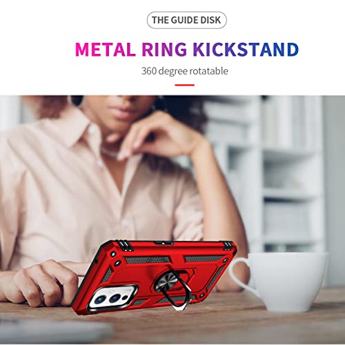 Phone Case for OnePlus 9 OnePlus9 5G with Tempered Glass Screen Protector Cover Magnetic Stand Ring Holder Accessories Heavy Duty Shockproof One Plus9 On 1 Plus 1plus One+ 1+ 1+9 Nine Girls Red - Image 4