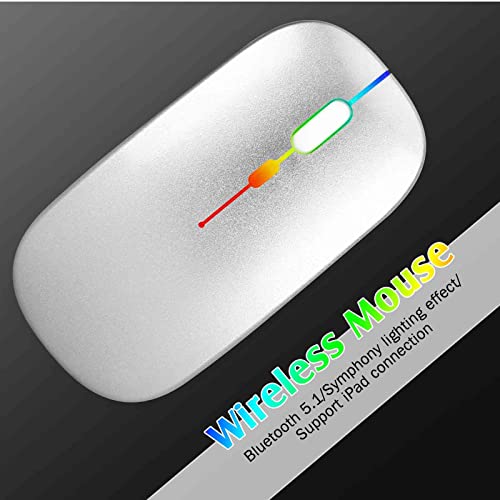 Image of UrbanX Bluetooth Rechargeable Mouse for Dell Inspiron 5000 Series Laptop Bluetooth Wireless Mouse Designed for Laptop /PC /Mac /pro /Computer /Tablet /Android RGB LED Silver