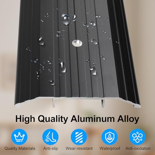 Orechic 4″Wide Sturdy Thicken Aluminum Threshold Strip, Stylish Floor Transition Strip Door Threshold for Commercial High Traffic Places, Size 48in×4in×0.5in (Black) by Orechic - Used condition - Image 7