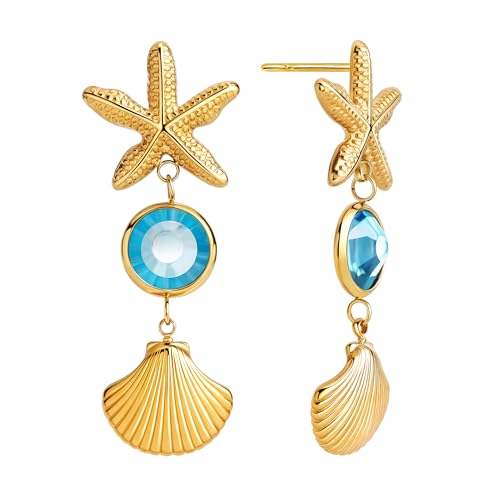 Gold Starfish Earrings 1.55