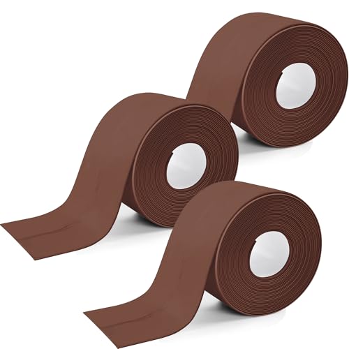 Image of 3 Rolls 1.5 Inch Caulk Tape Self Adhesive Toilet Caulking Strip Bathroom Sealing Caulk Strip Peel and Stick Bathtub Caulking Tape, 10.5 Feet Each Roll (Brown)