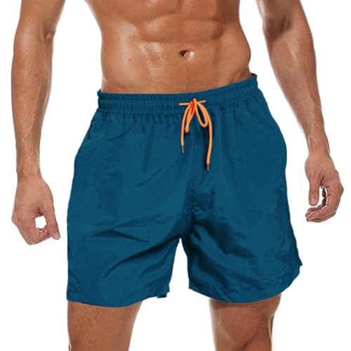 ZOXOZ Badehose Herren Atmungsaktiv Schnelltrocknend Boardshorts mit Verstellbarem Tunnelzug und Mesh-Futter Pfauenblau L