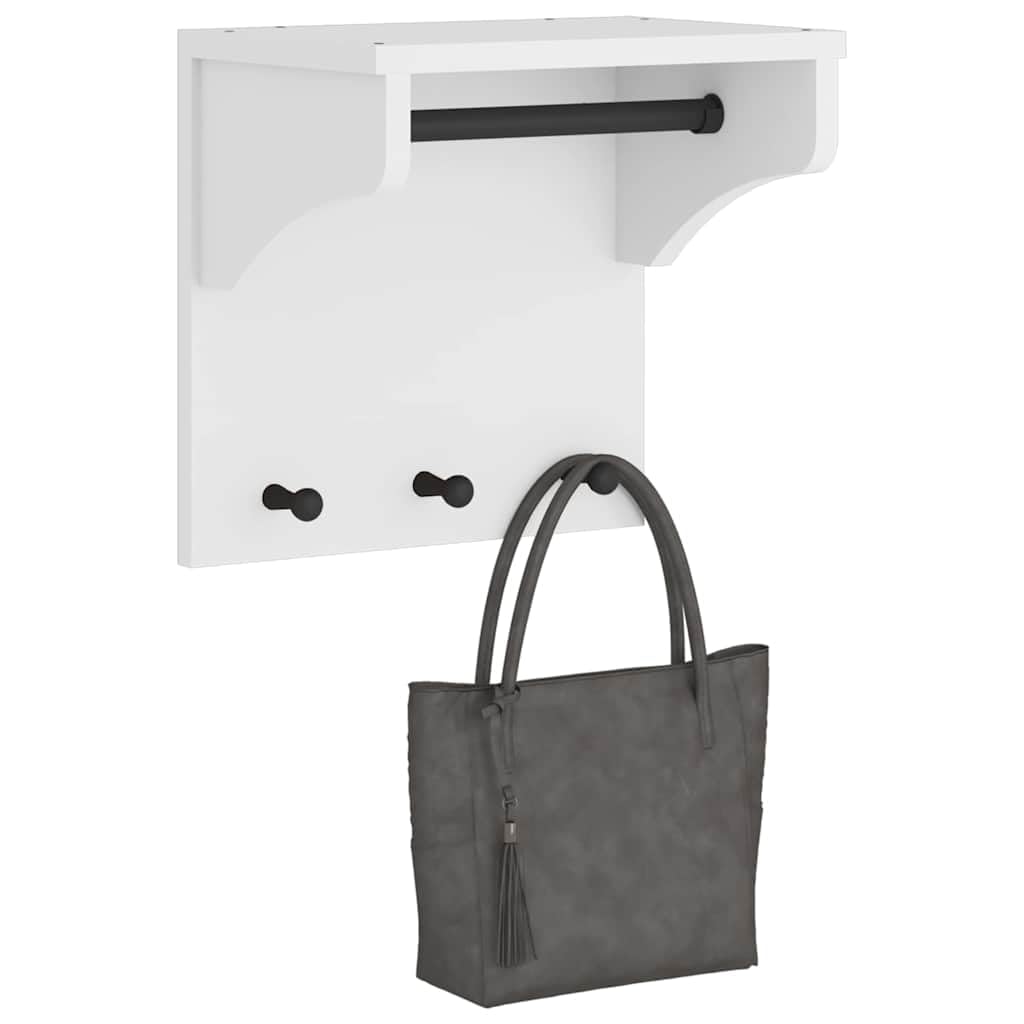 Porte-manteau mural SANDNES blanc 43x30x42 cm bois massif pin