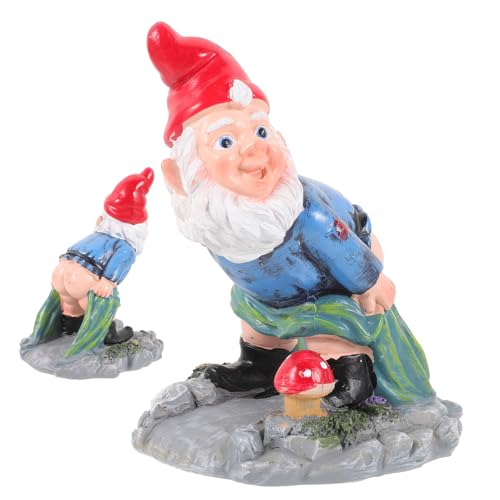 KONTONTY Figurita de Duende Estatua de Jardín Adorno de Jardín Divertido Decoración de Patio y Césped Duradera para Interiores y Exteriores para Fiestas y Cumpleaños