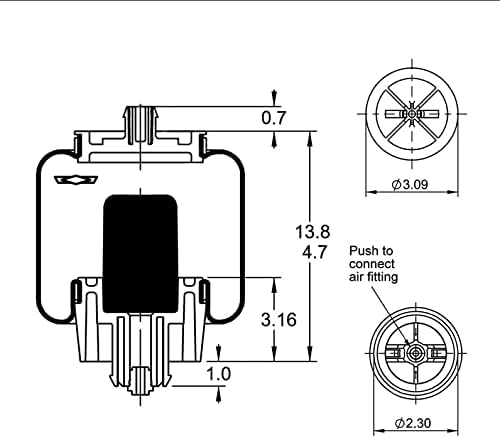 Miniatura 5 de TORQUE Cabina Air Sleeper Bag Spring para camiones Volvo seleccionados (reemplaza a Goodyear 1S5-171, Volvo 21165207, 8074629, 20462622) (TR5171)