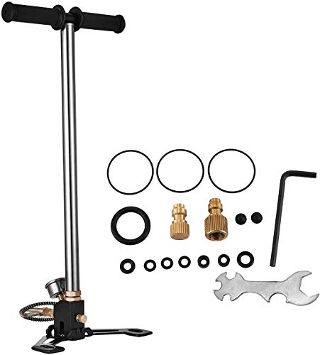 YIQIFEI High Pressure 4500psi 3 Stage Air Gun Rifle PCP Stirrup Charging Hand Pump Valve Bicycle Ergonomic Bike Floor Pump PCP Air Rifle with Gauge