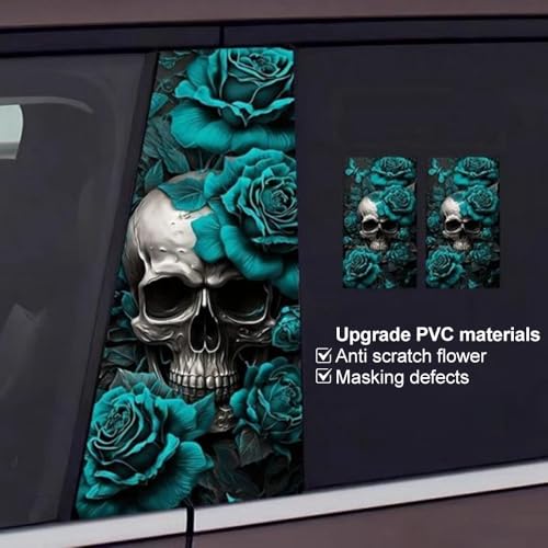 Image of JSCARLIFE Skull Car B-Pillar Sticker, PVC Waterproof Vinyl Decal for Door Center - Cool Skull Graphics for Car Window Side Door, Universal Fit SUV Truck, Personalized Vehicle Accessory
