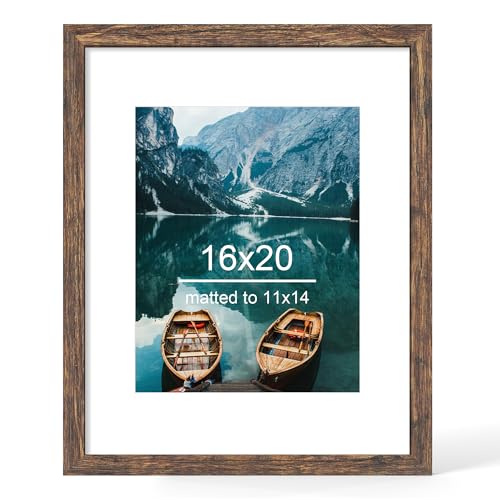 Hongkee 16x20 Picture Frame, Rustic Brown Wood Style, Wall Mounting