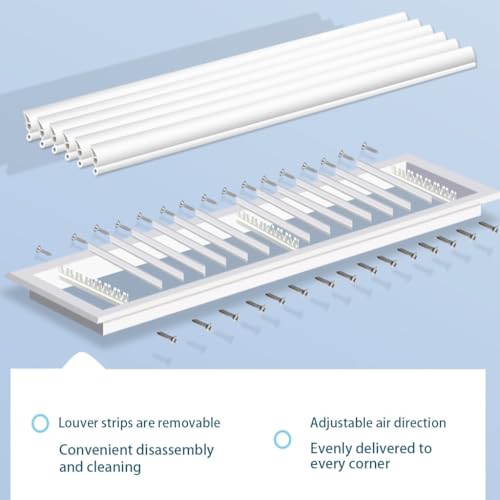 Grille d'aération murale 800x200mm en aluminium rectangulaire pour meubles - 5