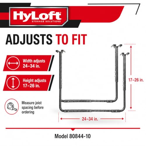 Image of HyLoft Adjustable Garage Ceiling Mount Storage Rack Kit, Ceiling Shelving Mounts, 34 in. x 26 in., 80844-10, Hammertone