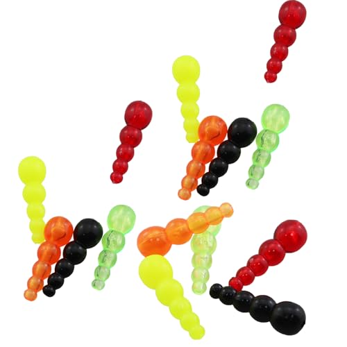 MDXing 50PCS Gourd Shaped Retainer Beads Fishing Accessories Orange Red Green Black and Yellow Loyal Sea Fishing Tackle Supplies Rotating Beads Positioning Beads Stacking Beads Plastic Fishing Tackle