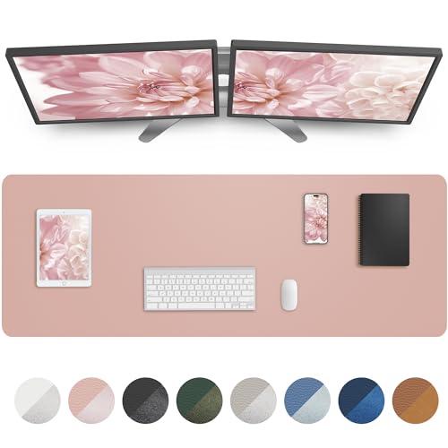 Image of AFIING Leather Desk Pad Protector,Mouse Pad,Office Desk Mat, Non-Slip PU Leather Desk Blotter,Large Desk mat,Waterproof Keyboard mat for Office /Home /Decor (Pink,55 inch inch x 17 inch inch)