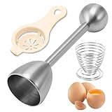 Lot de 3 Pièces Ensemble Ouvre Oeuf Acier Inoxydable, Coupe Oeuf à la Coque, Toqueur à Oeuf avec Porte Oeuf et Séparateur Blanc d’Oeuf