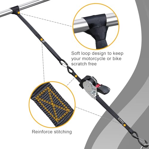 Ayaport Retractable Ratchet Straps Self Retractable Tie Down Straps 1200Lb Break Strength Heavy Duty 12ft for Motorcycle, Dirt Bike, Moving Cargo, Car, Truck Accessories (2, 1" x12') - Thumbnail 4