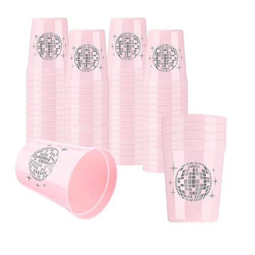 Sidkuct 30 PCS Disco Ball Cups, Disposable Disco Cowgirl Plastic Cup, 16 oz Drinking Cups for Bachelorette Birthday Wedding 70s 80s 90s Bachelorette Party Decorations