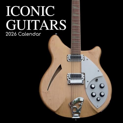 TGSC Kalender 2026 Iconic Guitars 16 Monate Familienquadratischer Wandkalender 2026 UK | Planer mit großem Raster für die Organisation zu Hause oder im Büro – Lifestyle Kalender 2026/2025 UK