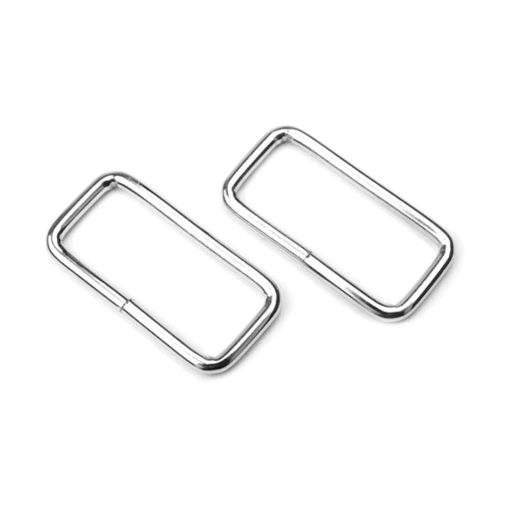 SolaDirect 20 x 40 mm Rectangle Loops Buckles for Webbing Strap, Metal, Silver