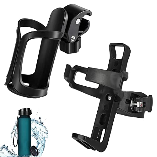 2 Piezas Portavasos Bicicleta, Portabidón De Bicicleta Negro Ajustable, Portavasos Cochecitos, Soporte para Botella De Agua para Bicicleta, Bicicletas De Montaña,Sillas De Ruedas Cover