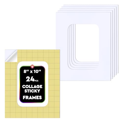 Image of Hygloss Sticky Collage Frames - 24 Pack 8 inchx10 inch Self Stick Collage Boards for Kids - Peel & Stick Mounting Boards for Art Projects, School Crafts, Classrooms, and DIY Displays