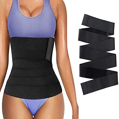 Bandage Wrap for Women RESHE Waist Trainer for Women, Plus Size Tummy-Control Belt Long Slimming Band Underwear Body Shaper, Black, 4M/13FT Cover