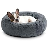 O·Lankeji Hundebett rund Hochflor Kunstfell, Hundekörbchen Waschbar herausnehmbar, Katzenbett flauschig mit Rutschfester Unterseite, Hunde Donut Bett für Kleine Mittelgroße Grosse Hunde