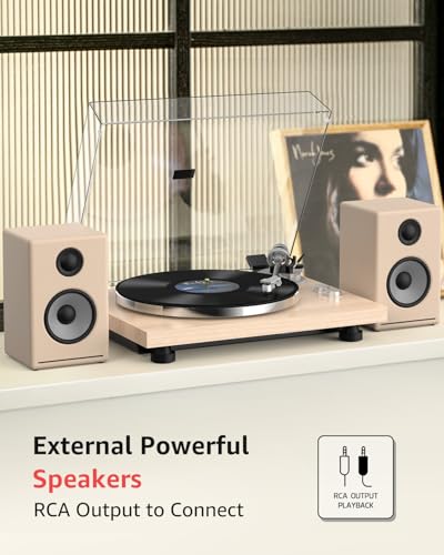 Image of Turntables Record Players Wireless Output Carbon Fiber Tonearm Aluminium Platter Belt-Drive LP Turn Tables Audio Phono RCA Line Out AT-3600L MM Cartridge Vintage Retro Pale Wood Walnut