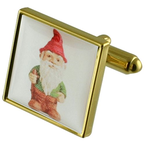 Gnomo de jardín gemelos de oro con grabados y caso personalizado para decoración exterior