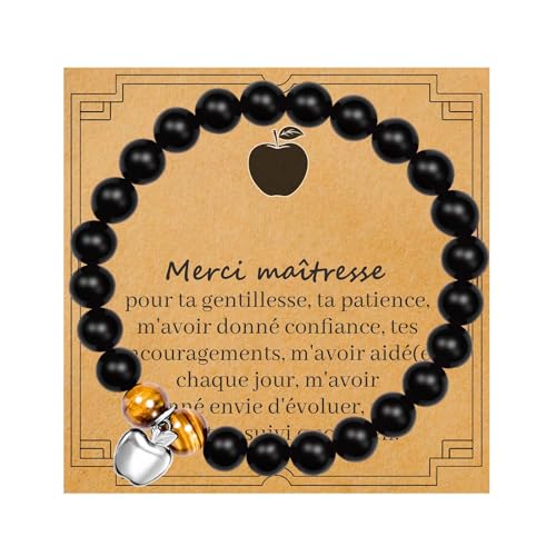 BOCHOI Bracelet de Remerciement pour Professeur d'école avec boîte Merci de m'avoir aidé à grandir Bracelet de Remerciement pour Professeur Cadeau Noel Maitresse d'école fin d'année Femme Homme
