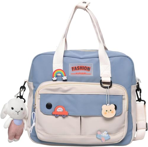 Lindas bolsas para escola, kawaii, bolsa japonesa, multifuncional, mochilas estéticas para adolescentes, meninas, crianças, bolsas de almoço, Azul, Large, Mochila Kawaii Cute Bags