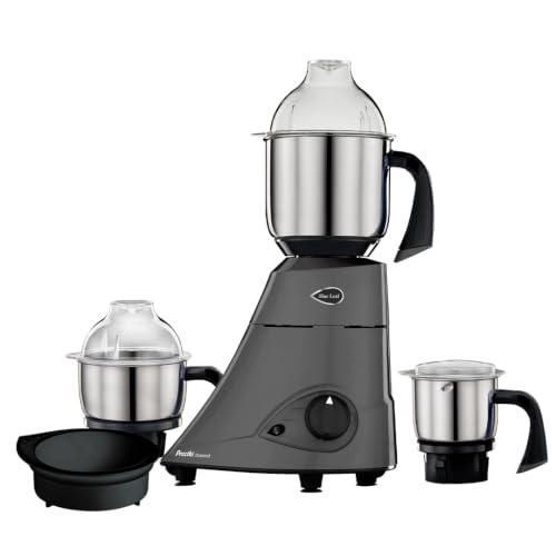 Image of Preethi Diamond 750 Watts Mixer Grinder | 3 Stainless Steel (SS) Jars + Flexi Lid | Ideal for Masalas, Chutneys & Batters | Lifelong Free Service, Black