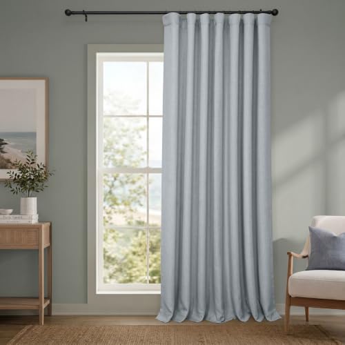 Image of HPD Half Price Drapes - Faux Linen Curtains for Living Room (1 Panel) - 100W X 96L - Extra Wide Textured Room Darkening Curtains for Bedroom 96 Inches Long - Drapes for Home Decor, Heather Grey