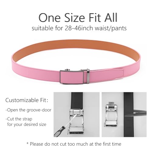Genuine Leather Slide Ratchet Belt Men Multicolored Unisex Customizable Fit4